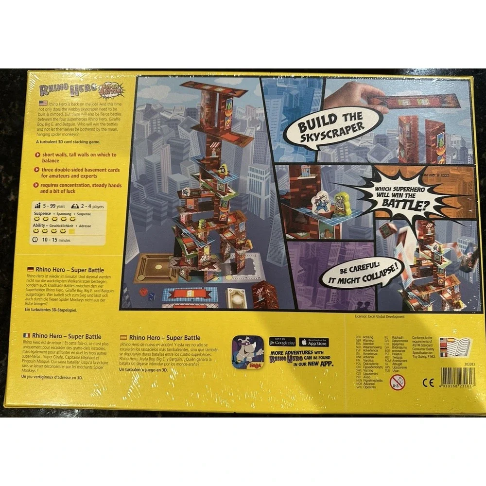 HABA Rhino Hero Super Battle - A Turbulent 3D Stacking Game Fun for All Ages New